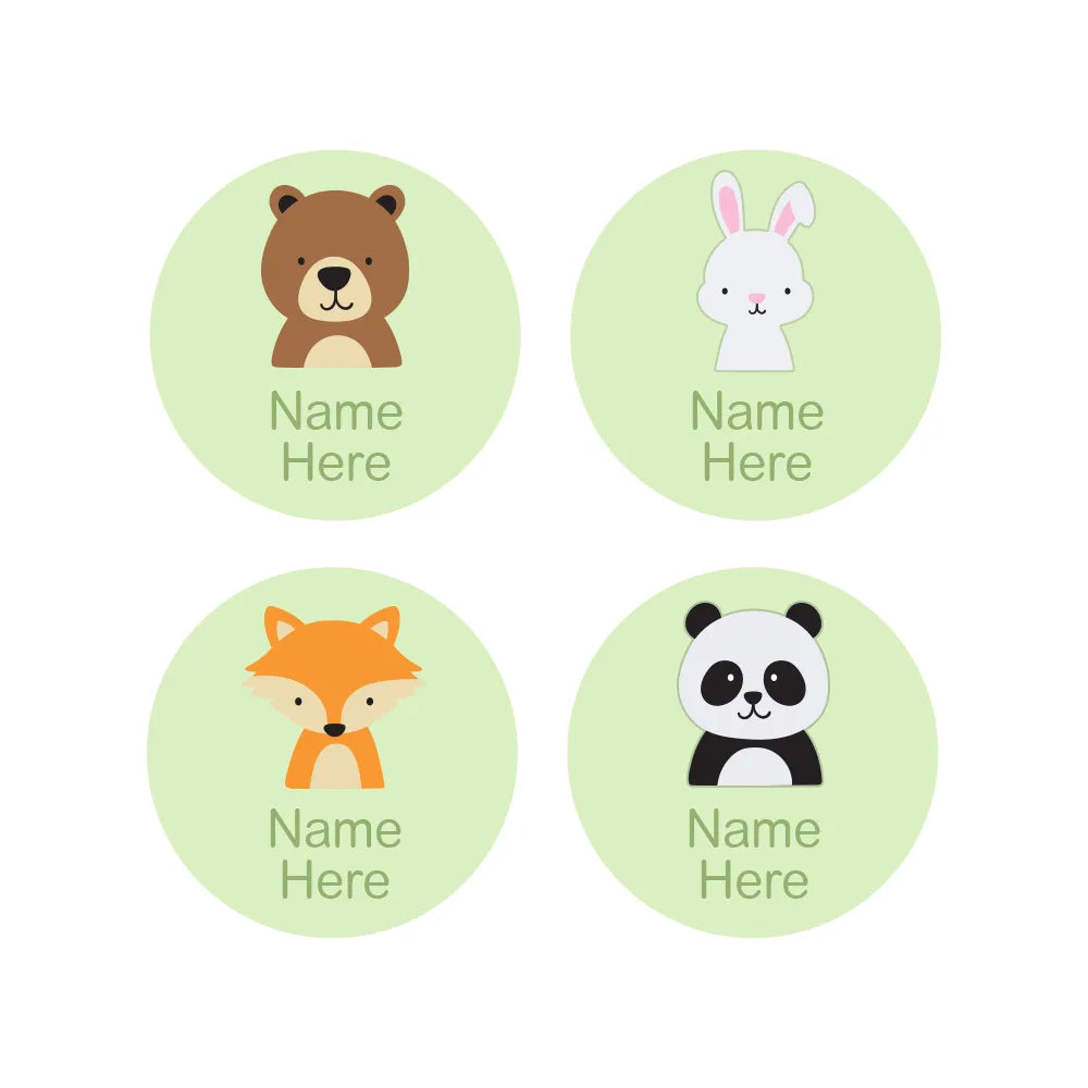 Woodland Animals Round Name Labels