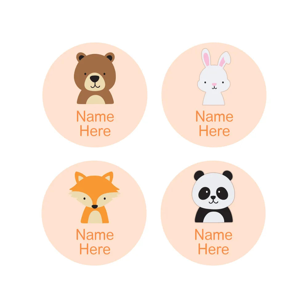 Woodland Animals Round Name Labels