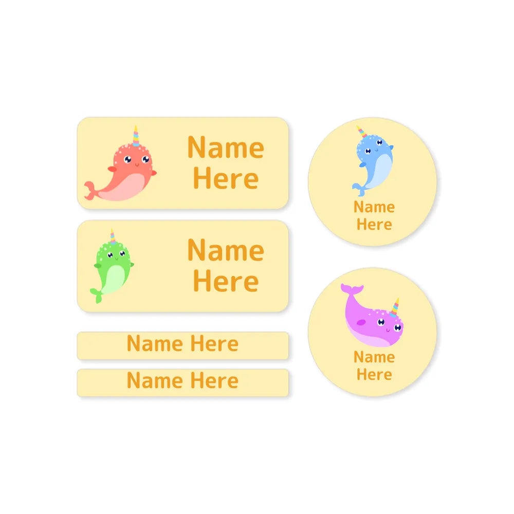 Narwhal Mixed Name Label Pack