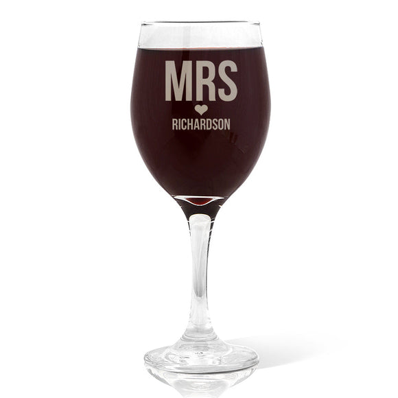 Mrs Love Wine Glass