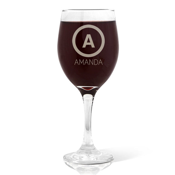 Single Initial Wine Glass