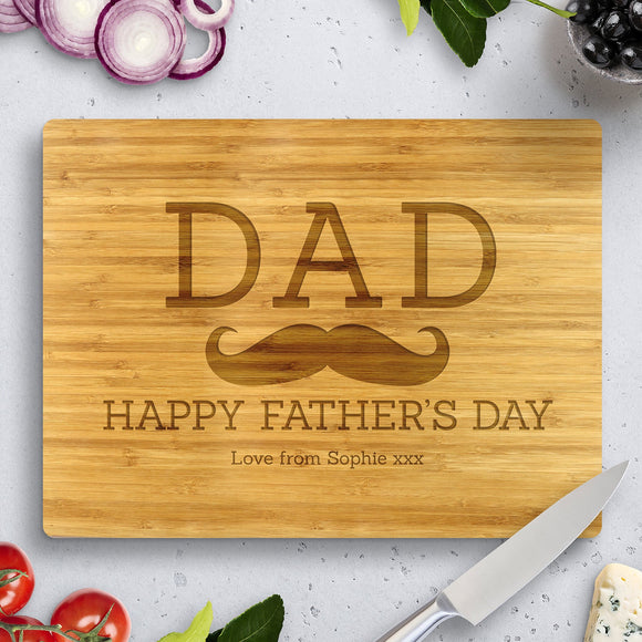Dad Moustache Bamboo Cutting Boards 8x11