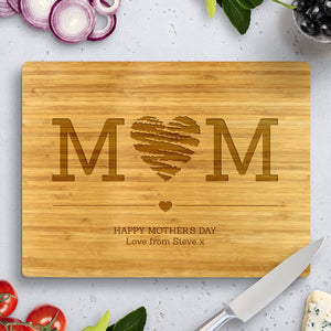 Mum Heart Bamboo Cutting Boards 8x11"