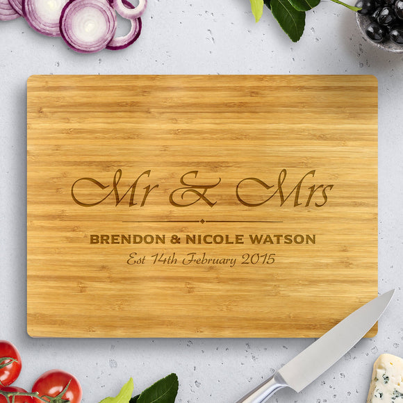 Mr & Mrs Bamboo Cutting Boards 8x11