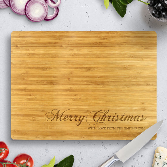 Merry Christmas Bamboo Cutting Boards 8x11