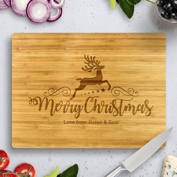 Reindeer Christmas Bamboo Cutting Boards 8x11