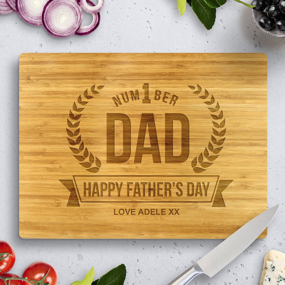 Number 1 Dad Bamboo Cutting Boards 8x11