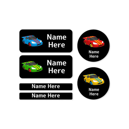 Racing Car Mixed Name Label Pack