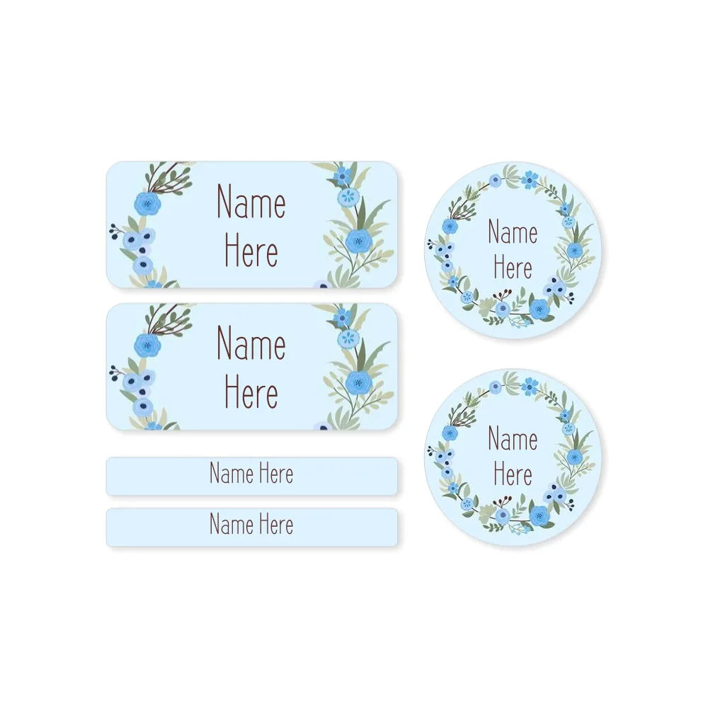 Flower Wreath Mixed Name Label Pack