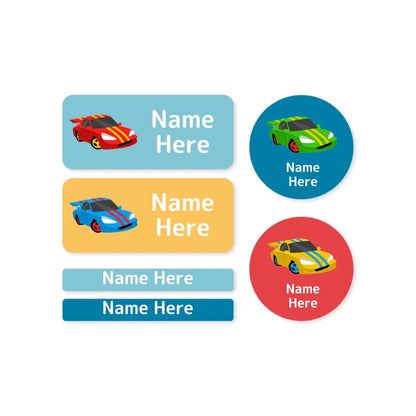 Racing Car Mixed Name Label Pack