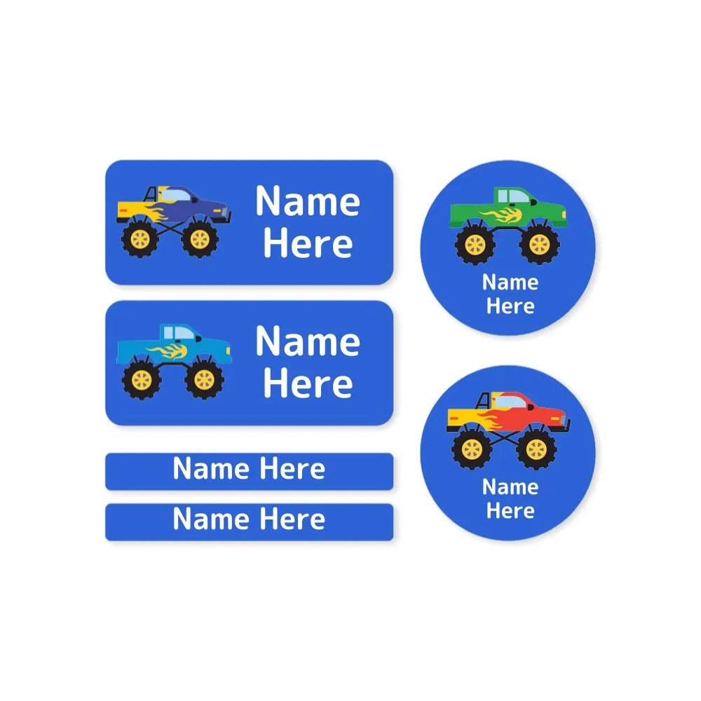 Monster Truck Mixed Name Label Pack