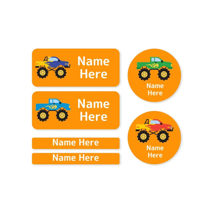 Monster Truck Mixed Name Label Pack
