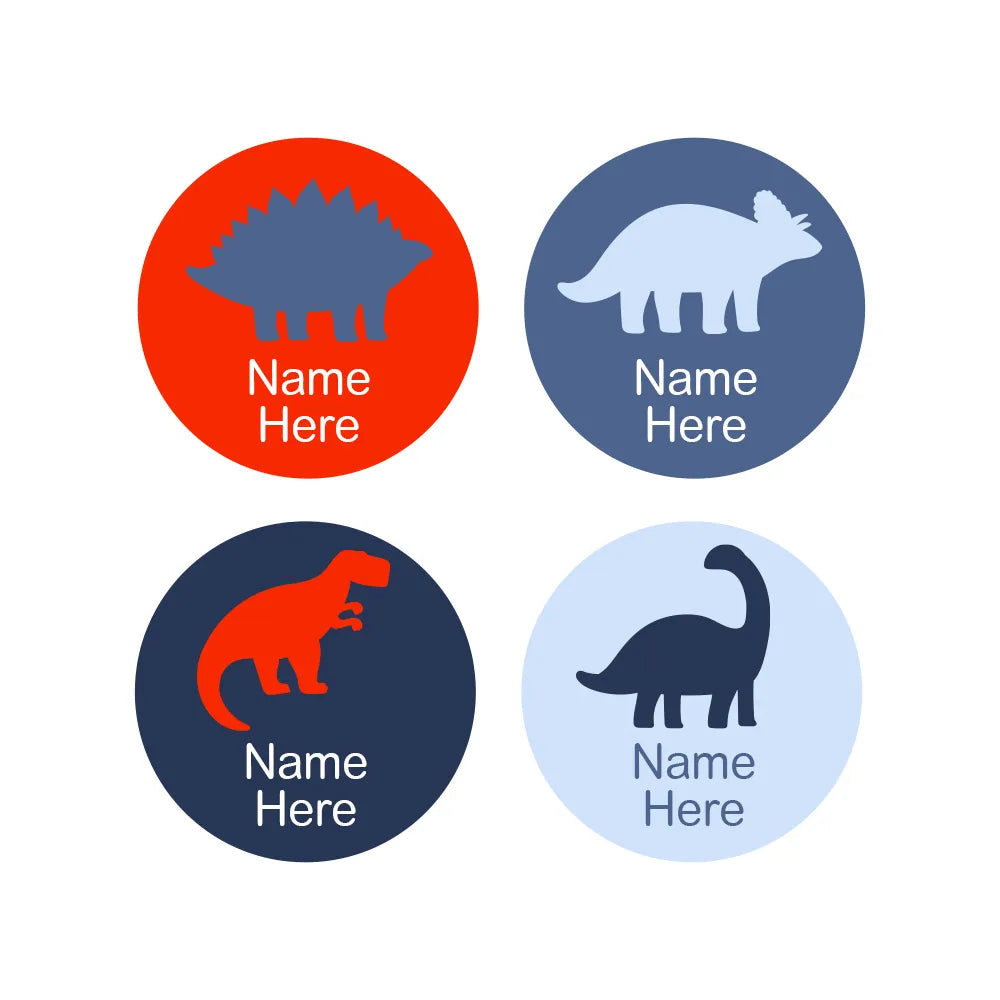 Dino Silhouette Round Name Labels