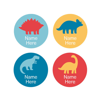 Dino Silhouette Round Name Labels