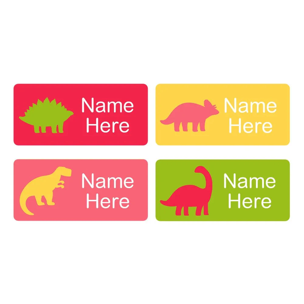 Dino Silhouette Rectangle Name Labels