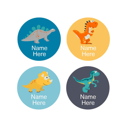 Dinosaur Round Name Labels