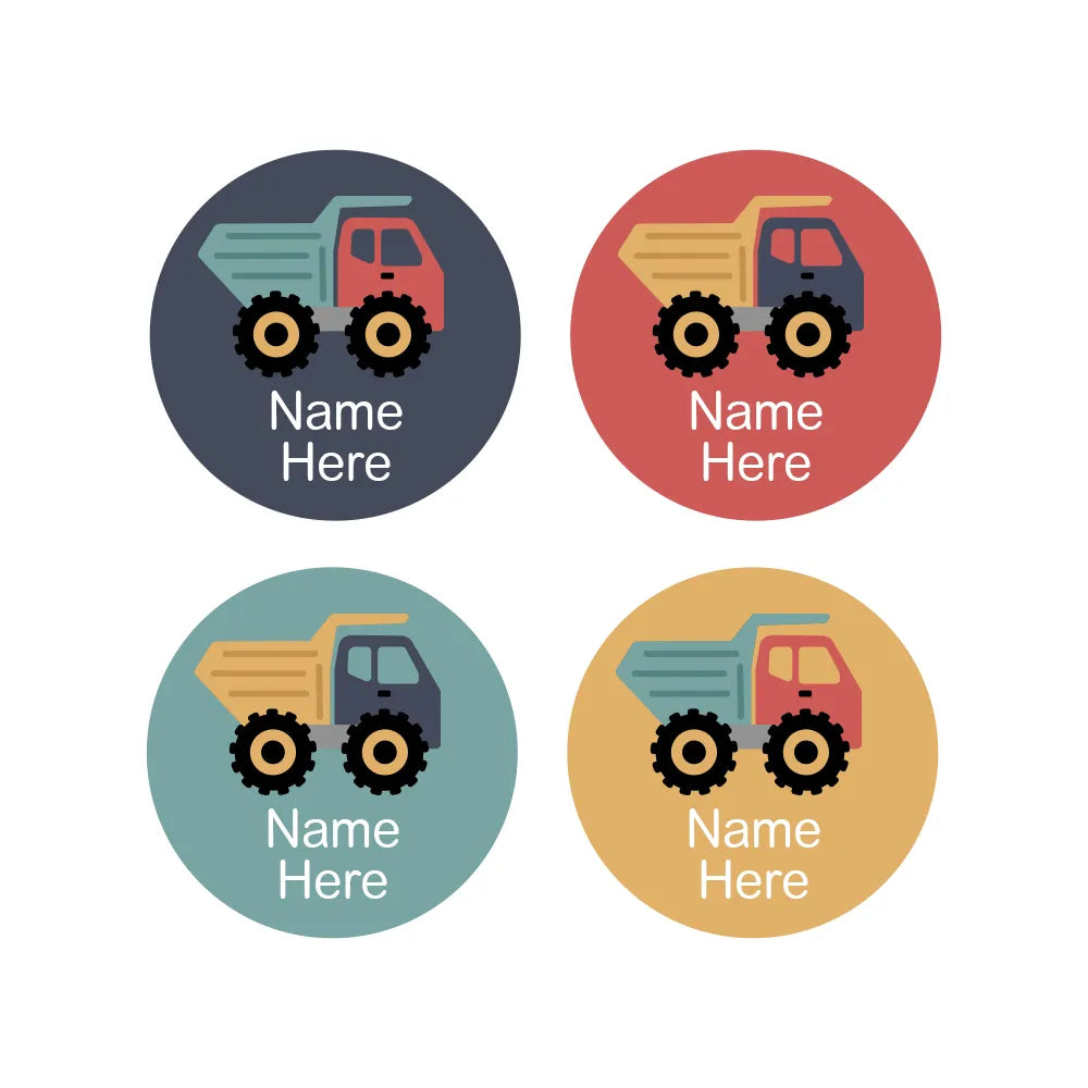 Dump Truck Round Name Labels