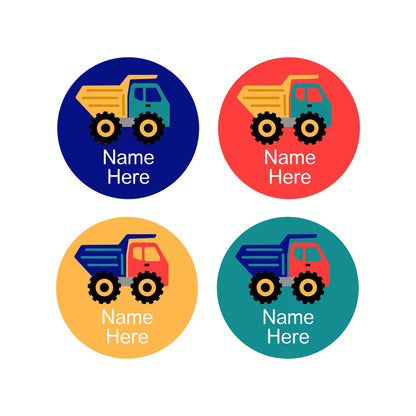 Dump Truck Round Name Labels