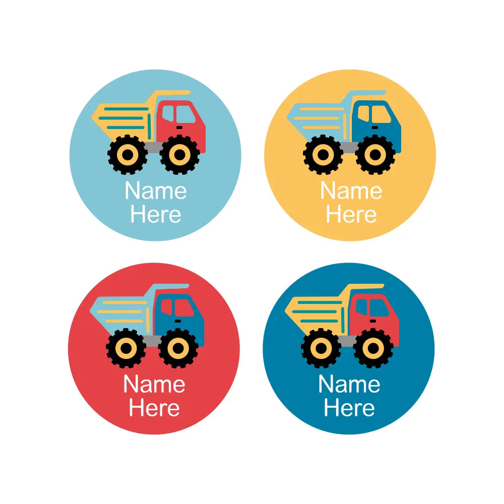 Dump Truck Round Name Labels