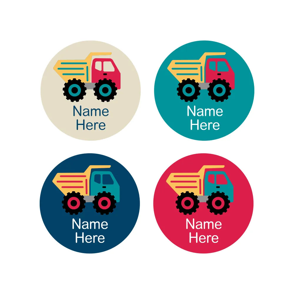 Dump Truck Round Name Labels