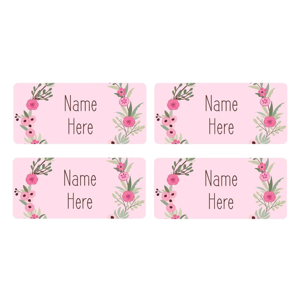 Flower Wreath Rectangle Name Labels