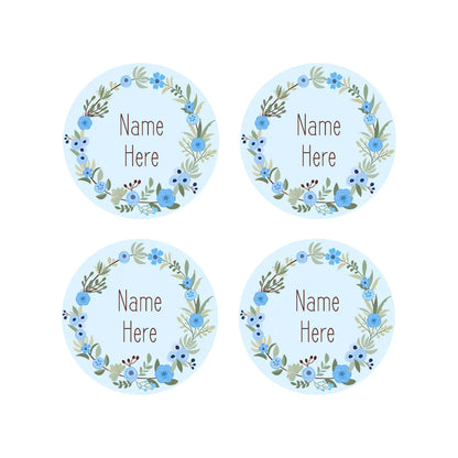 Flower Wreath Round Name Labels