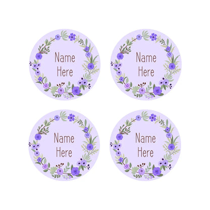 Flower Wreath Round Name Labels