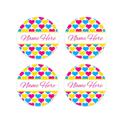 Hearts Round Name Labels