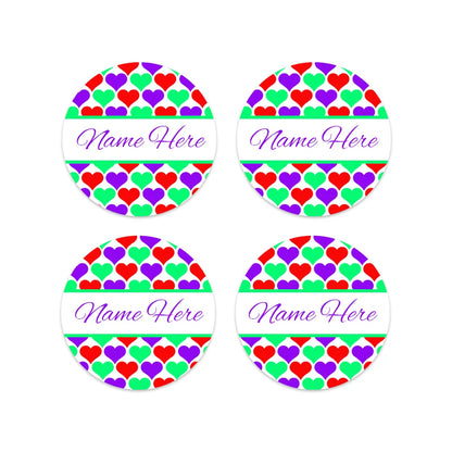 Hearts Round Name Labels