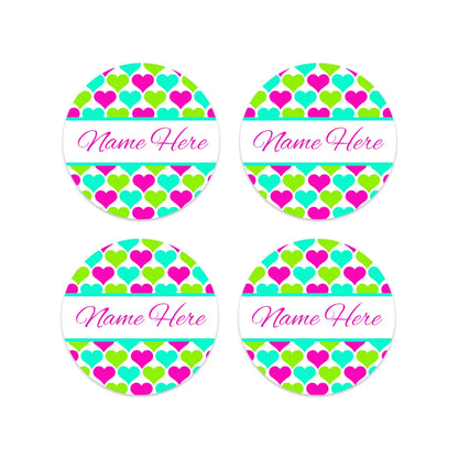 Hearts Round Name Labels