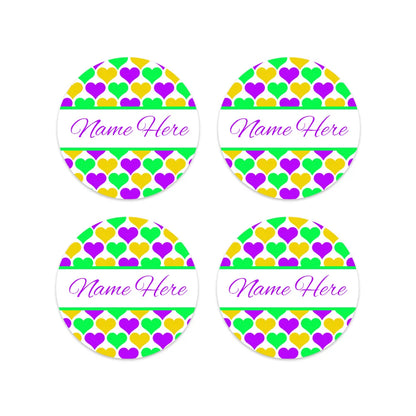 Hearts Round Name Labels