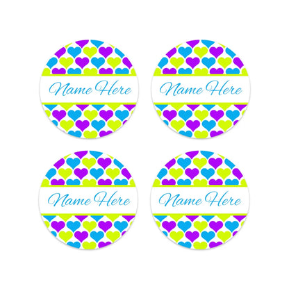 Hearts Round Name Labels