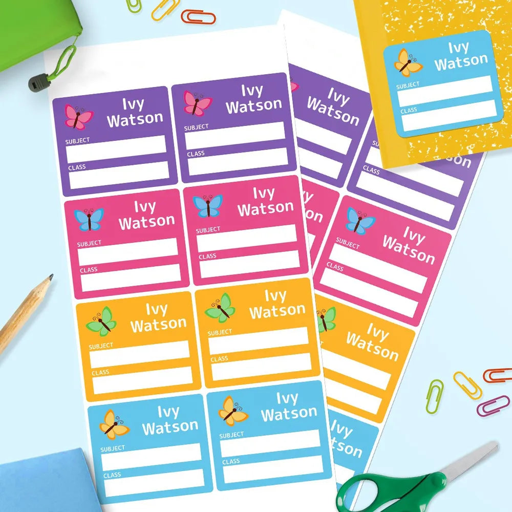 Butterfly School Book Labels