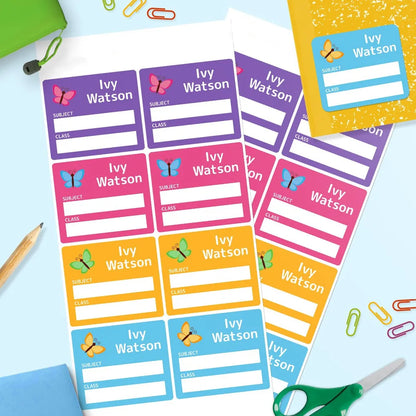 Butterfly School Book Labels