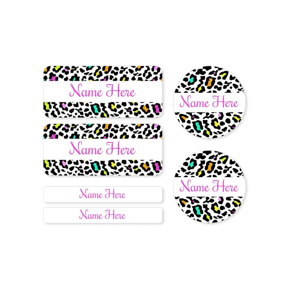 Leopard Print Mixed Name Label Pack