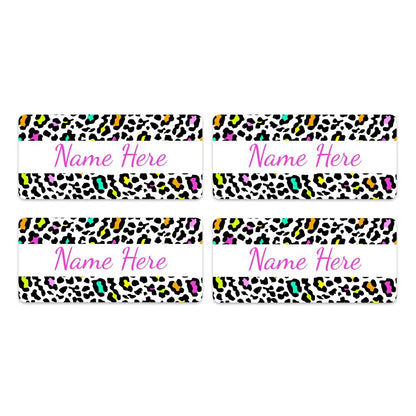 Leopard Print Rectangle Name Labels