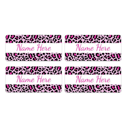 Leopard Print Rectangle Name Labels