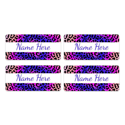 Leopard Print Rectangle Name Labels