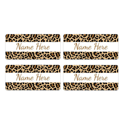 Leopard Print Rectangle Name Labels