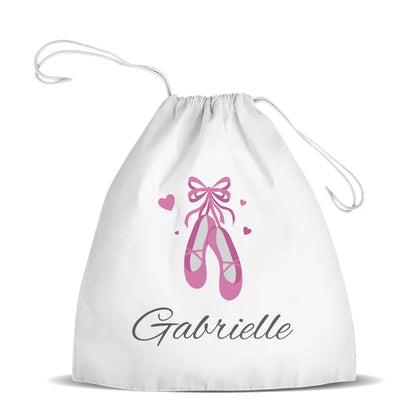 Ballet Shoes White Drawstring Bag