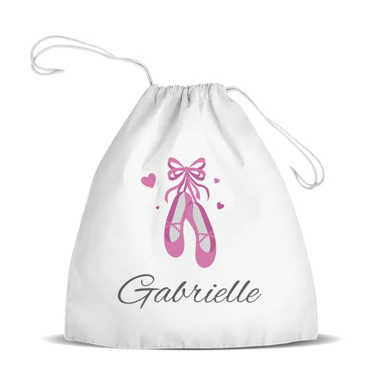 Ballet Shoes White Drawstring Bag
