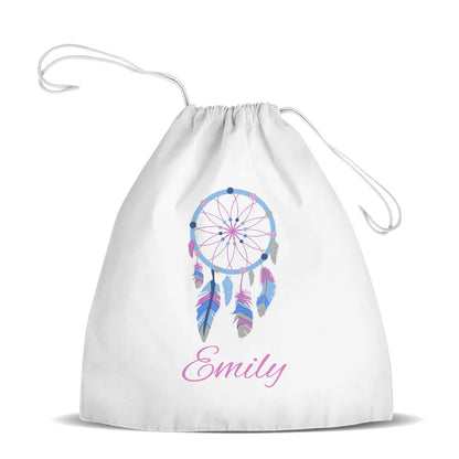 Dream Catcher White Drawstring Bag