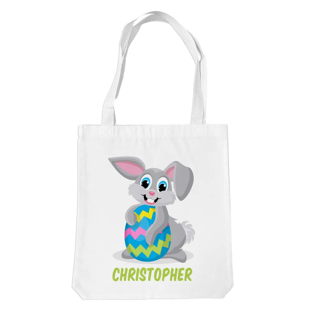 Grey Bunny White Tote Bag