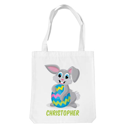 Grey Bunny White Tote Bag