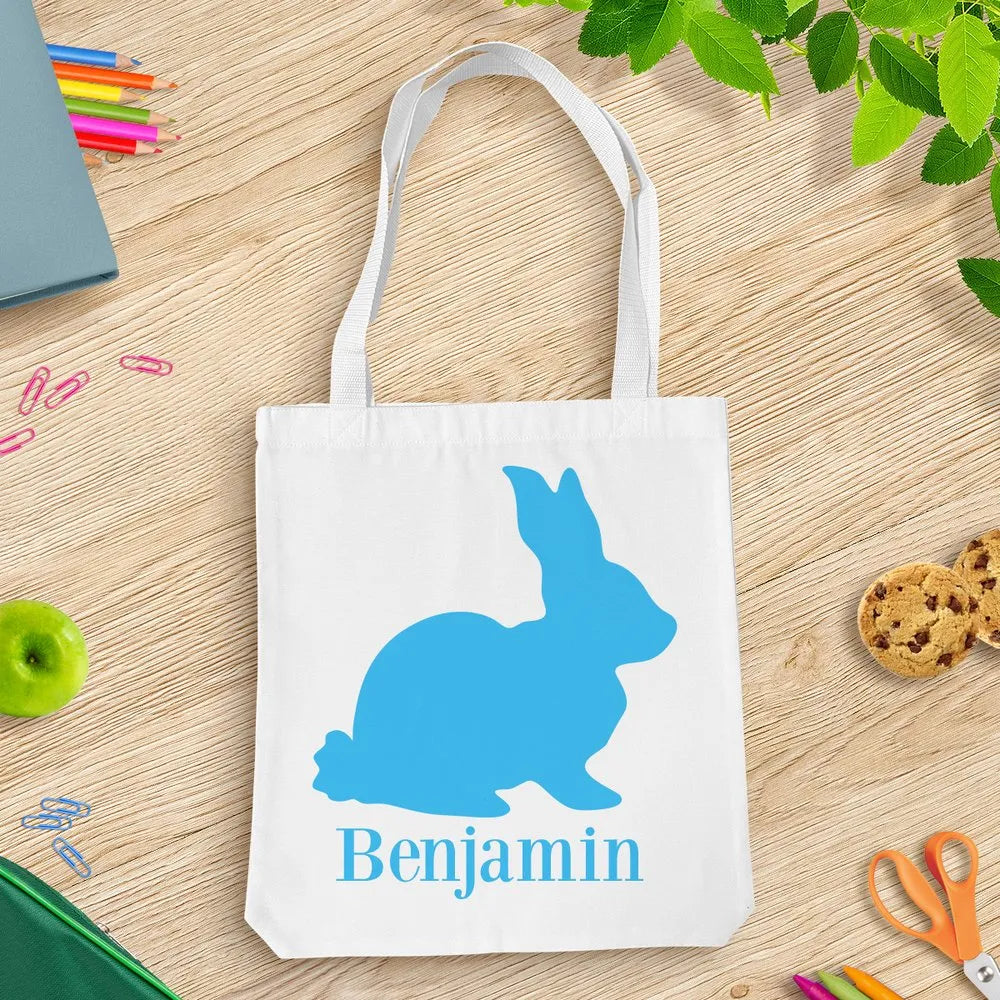 Blue Bunny White Tote Bag