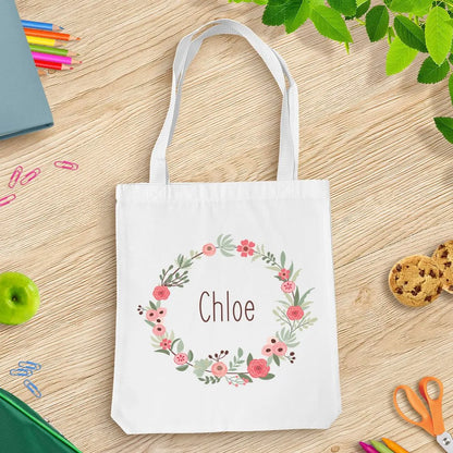 Flower Wreath White Tote Bag
