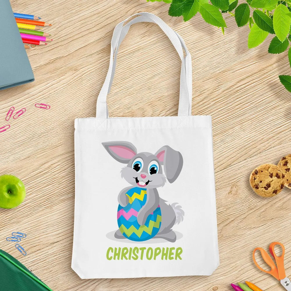 Grey Bunny White Tote Bag
