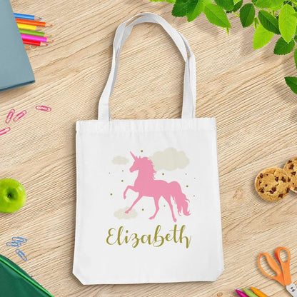 Pink Unicorn White Tote Bag