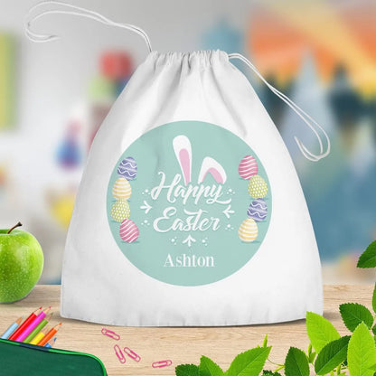 Bunny Ears White Drawstring Bag