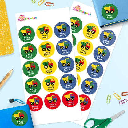 Dump Truck Round Name Labels